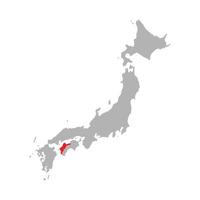 prefectura de ehime resaltada en el mapa de japón sobre fondo blanco vector