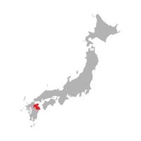 Oita prefecture highlighted on the map of Japan on white background vector