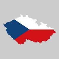 The flag of Czech Republic in Czech map shape on gray background vector