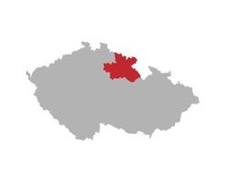 mapa checo con la región de hradec kralove resaltada en rojo vector