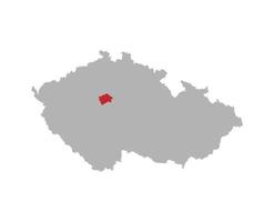 Czech map with Prague region red highlight on white background vector