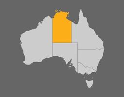 Northern Territory highlight map on gray background vector