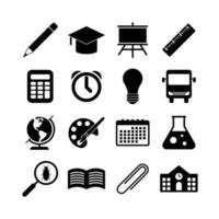 School vector icon set isolated on white background