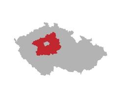 Czech map with Central Bohemian region red highlight vector