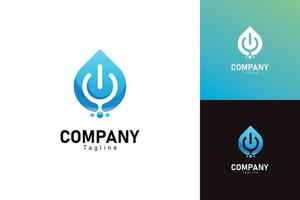 3D style of Water Drops and Power Symbol in blank positioned for technology logo design.