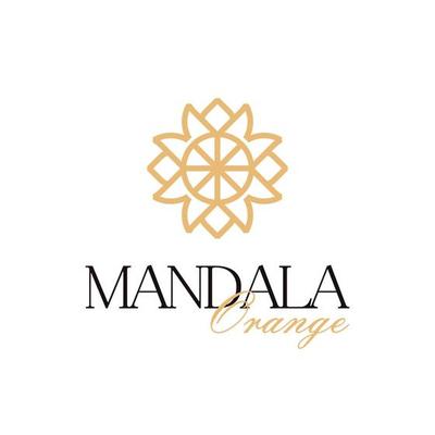 Mandala Pattern Mono Line with Orange Fruit Creative logo design