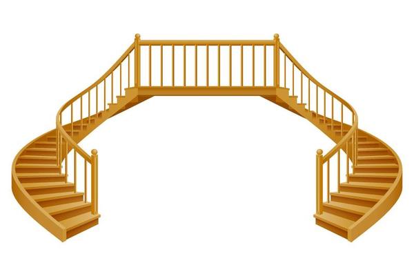 stairs for the house inside to the second floor made of wooden vector illustration isolated on white background