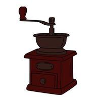 Hand drawn vintage coffee grinder. vector