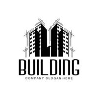 ilustración de vector de línea de calidad premium de diseño de logotipo de construcción de edificios de la ciudad