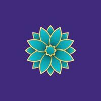 realistic turquoise flowers with purple background for ornament in design