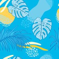 Beautifull tropical leaves branch  seamless pattern design. Tropical leaves, monstera leaf seamless floral pattern background. Trendy brazilian illustration. Spring summer design for fashion, prints vector