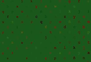 Light green, red vector background with signs of alphabet.