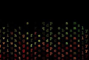 Dark multicolor, rainbow vector texture with ABC characters.