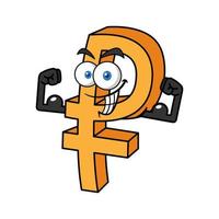 Strong Russian Ruble Symbol Cartoon Character vector