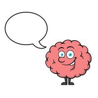 Brain Cartoon Character With Speech Bubble vector