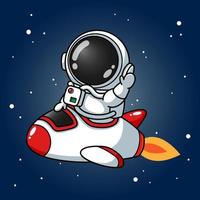 Cute Astronaut Riding Space Ship
