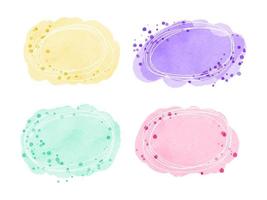 Pastel watercolor spots set with white frames as a background for inscriptions. Collection of colorful backgrounds vector