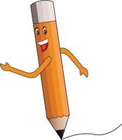 dibujos animados de ilustración de vector de lápiz sonriente