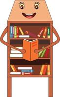 Smiling Book Shelf Vector Illustration Cartoon