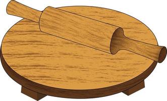 tabla rodante de madera y pasador para la ilustración de vector de cocina