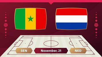 senegal vs netherlands, Football 2022, Group A. World Football Competition championship match versus teams intro sport background, championship competition final poster, vector illustration.