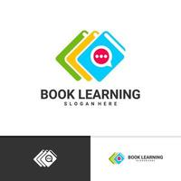 plantilla de vector de logotipo de libro de chat, conceptos de diseño de logotipo de libro creativo