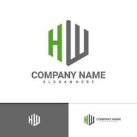 plantilla de vector de logotipo de letra hw, conceptos creativos de diseño de logotipo de hw