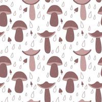 Cartoon mushrooms seamless pattern. Forest endless background. Vector illustration on white background.