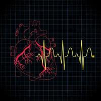 latido del corazón con gráfico de frecuencia cardíaca vector