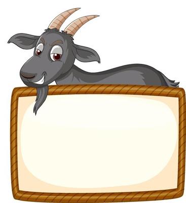 Isolated wooden banner with goat