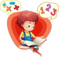 Speech bubbles with boy reading book vector