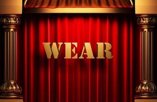 wear golden word on red curtain photo