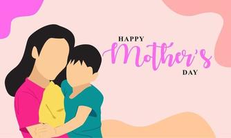 Happy Mothers Day Background. Mother and Son Vector Illustration Design