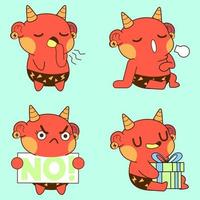 cute demon drawing, cute demon sticker vector set