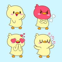 cute duck drawing, cute duckling sticker vector set