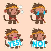 cute monkey drawing, cute monkey sticker vector set