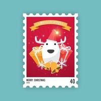 Merry Christmas stamp design. Vector Illustration