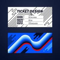 Ticket card coupon and voucher at new modern blue colorful and lines design. Element template for graphics. Vector illustration