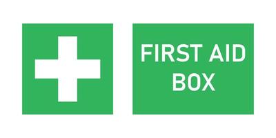 First aid box label. Emergency kit symbol. Vector