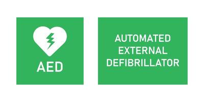 Automated external defibrillator AED sign. Vector illustration