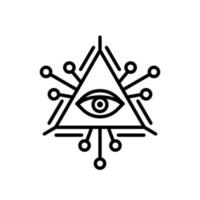 ojo de la providencia o símbolo de icono de línea de ojos que todo lo ve. signo de religión, espiritualidad y ocultismo. trazo editable. ilustración vectorial vector