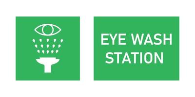 Emergency eye wash station label. Vector