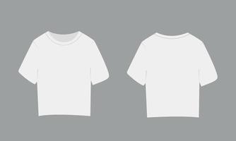 T-shirt with short sleeve.  Loose fit. Template on gray background. Shirt mock up in front and back view. Vector illustration