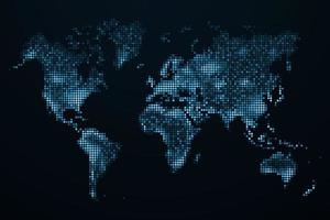 mapa del mundo abstracto del planeta tierra con puntos cuadrados de tecnología. red global de fondo vector