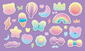 Cute elements graphic vector in pastel gradient color theme for girly artwork.