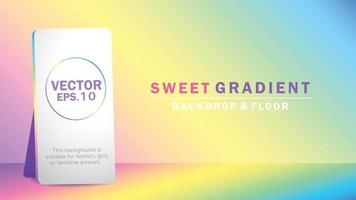Sweet pastel gradient backdrop with floor 3d illustration vector for putting your product, model or others.