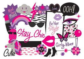 fashion elements vector set for scrapbook and collage artwork.