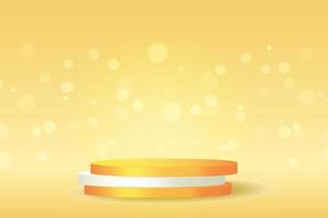 Bokeh background with 3d render orange podium. Abstact vector illustration. Luxury product mockup for award or cosmetic display. Autumn empty platform