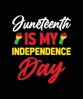 el diecinueve de junio es mi diseño de camiseta de tipografía del día de la independencia vector