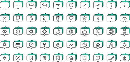 set of conversation and tools icons on transparent background vector